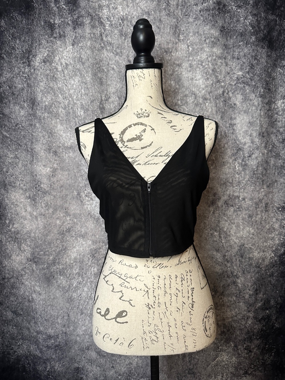 Black Sheer Mesh Crop Tank Top